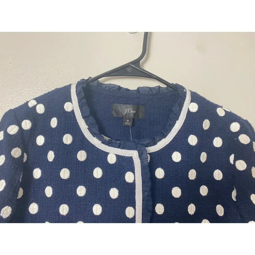 NWT J. CREW BLAZER JACKET POLKA DOT NAVY BLUE OFFICE WORK CAREER FEMININE